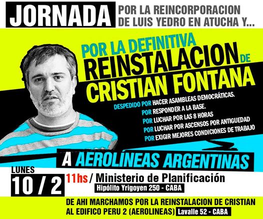 Marcha por la reinstalación de Cristian Fontana