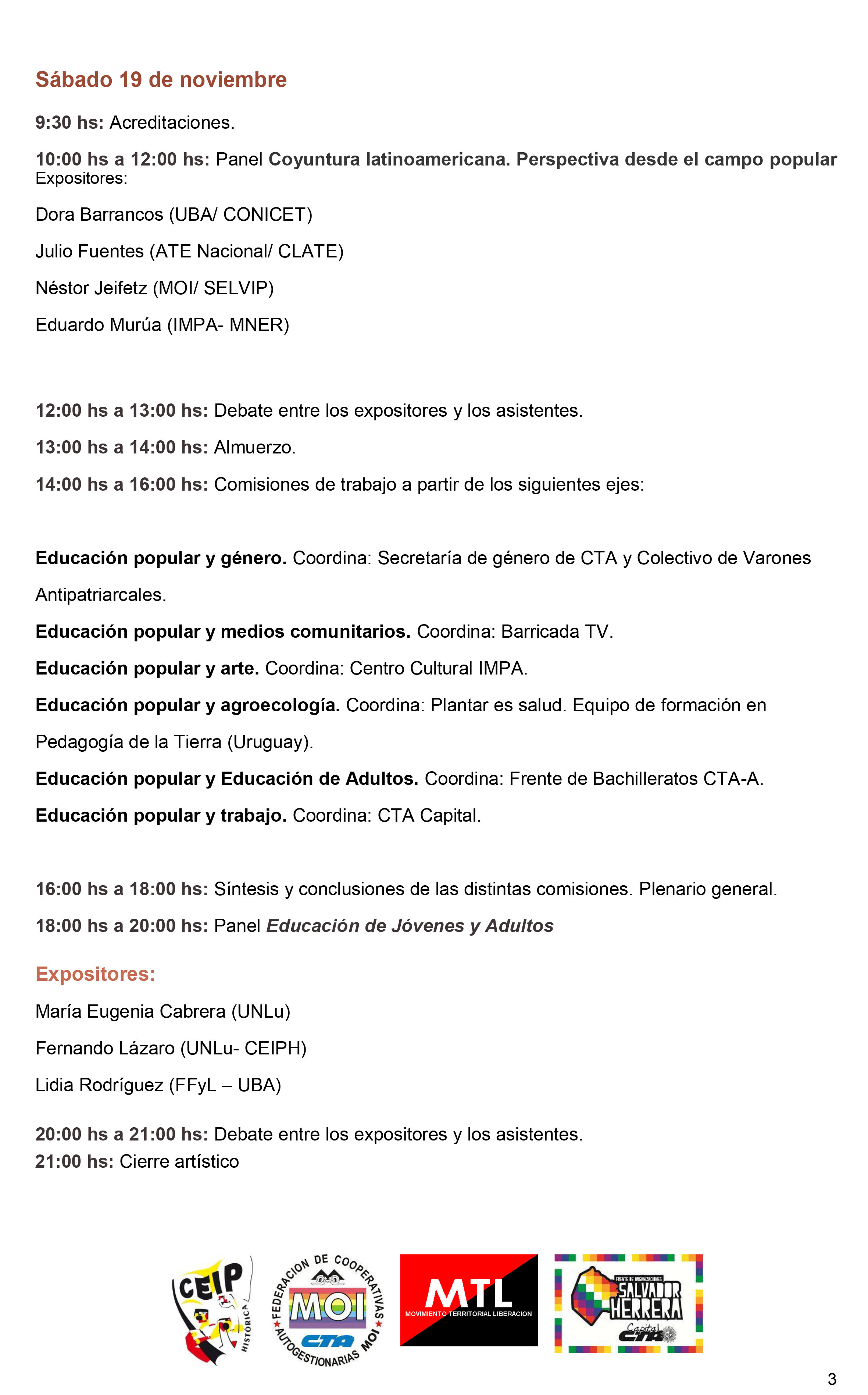Comienza hoy el Primer Congreso de Educación Popular y Movimientos Sociales