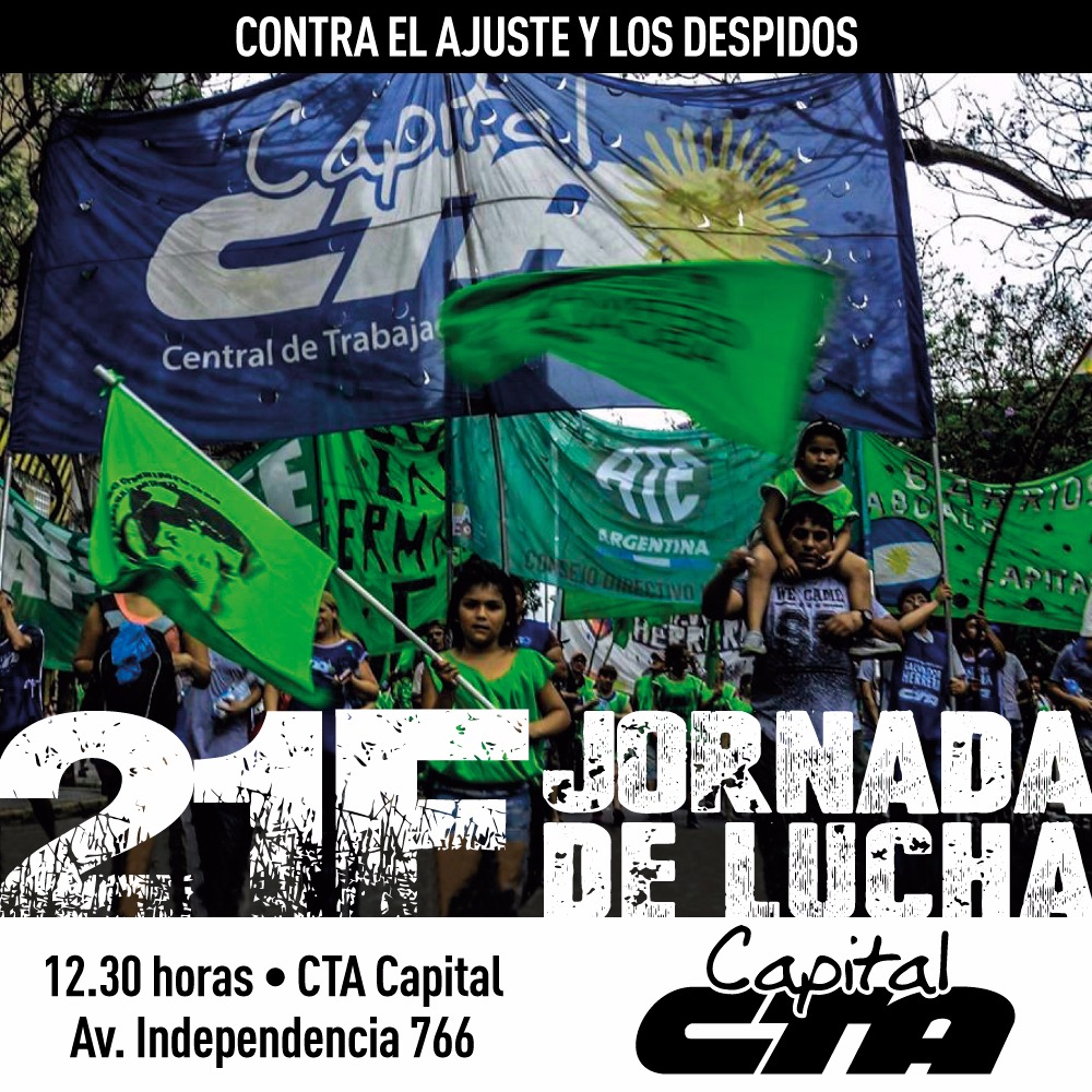 21F: La CTAA Capital paticipará este miércoles de la Jornada de Lucha