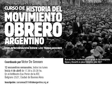 Curso de Historia del Movimiento Obrero Argentino