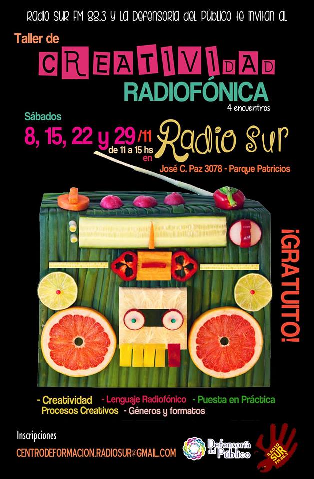 Radio Sur 88.3 y la Defensoría de Público te invitan al Taller de Creatividad Radiofónica!